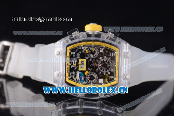 Richard Mille RM 011 Felipe Massa Flyback Chronograph Swiss Valjoux 7750 Automatic Sapphire Crystal Case with Skeleton Dial and Aerospace Nano Translucent Strap - Click Image to Close